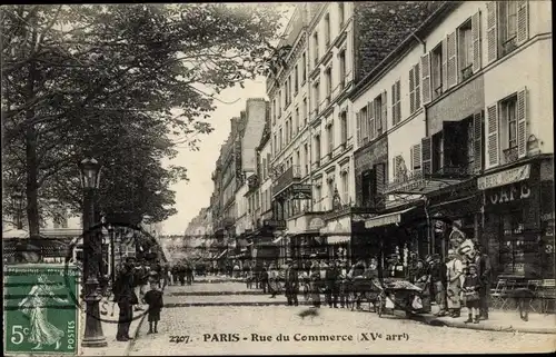 Ak Paris XV., Rue du Commerce, magasins