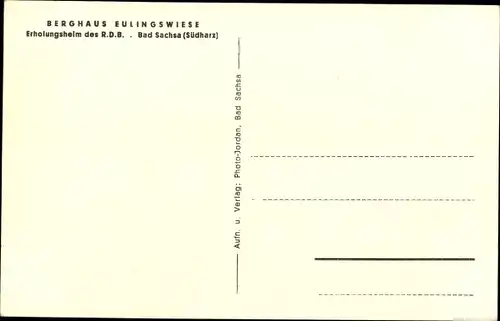 Ak Bad Sachsa in Niedersachsen, Berghaus Eulingswiese, Erholungsheim des RDB