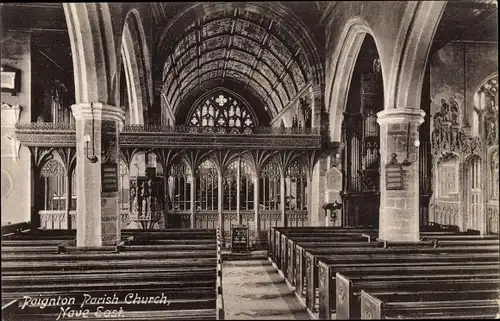 Ak Paignton South West England, Parish Church, Nave East, Interior