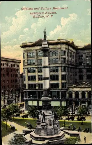 Ak Buffalo New York USA, Lafayette Square, Soldiers and Sailors Monument