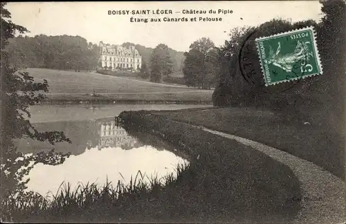 Ak Boissy Saint Léger Val de Marne, Château du Pile, Étang aux Canards et Pelouse