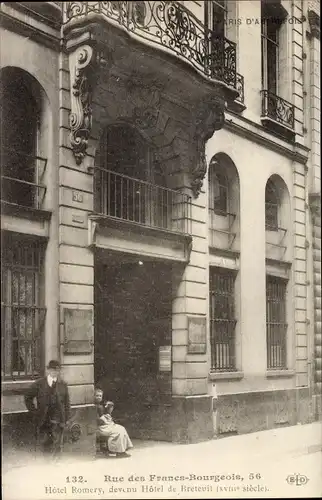 Ak Paris III., Rue des Francs Bourgeois, Hotel Romery, Hotel de Bretevil