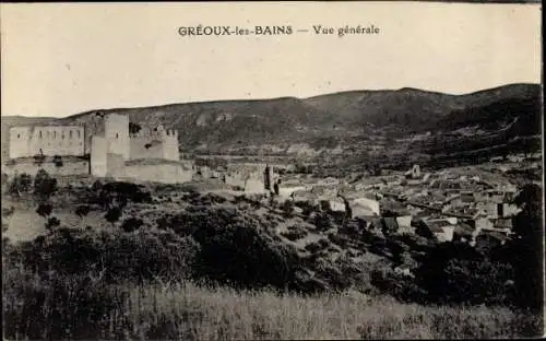 Ak Gréoux les Bains Alpes de Haute Provence, Vue générale