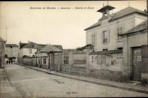 Ak Avernes Val d'Oise, Mairie et Ecole