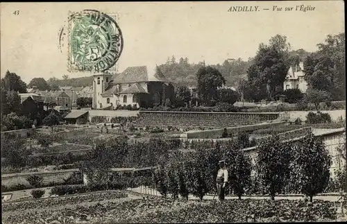 Ak Andilly Val d'Oise, Vue sur l'Eglise