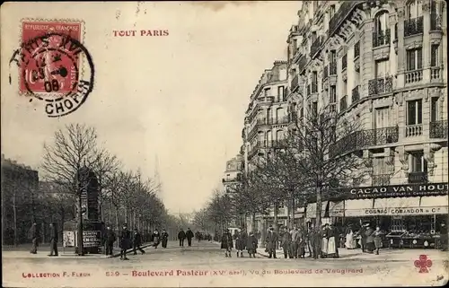 Ak Paris XV., Boulevard Pasteur, Vu du Boulevard de Vaugirard