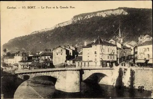 Ak Bort Corrèze, Le Pont et la Grande Rue