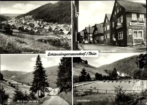 Ak Schleusingerneundorf Schleusingen Thüringen, Hauptstraße, Schwimmbad, Gasthaus Weidmannsruh