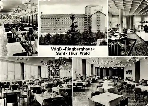 Ak Suhl in Thüringen, VDGB Ringberghaus, Tagesrestaurant, Gesamtansicht, Café Aussicht
