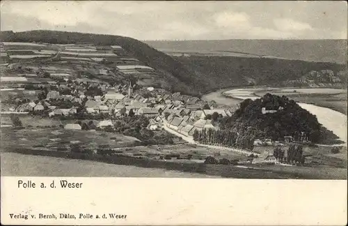 Ak Polle an der Weser in Niedersachsen, Panorama der Ortschaft und Umgebung