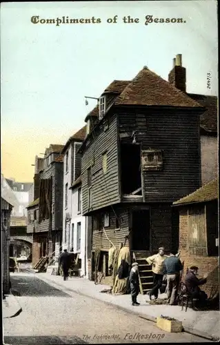 Ak Folkestone Kent England, The Fishmarket, Straßenpartie