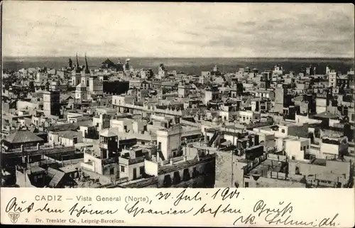 Ak Cádiz Andalusien Spanien, Vista general, Norte, Blick auf die Stadt, Trenkler 2