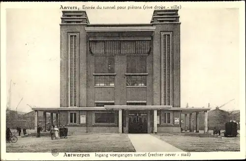 Ak Antwerpen Anvers Flandern, Entrée du tunnel pour piétons, Eingnag zum Fußgängertunnel