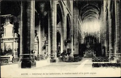 Ak Auch Gers, Interieur de la Cathedrale, maitre autel, petit orgue, Innenansicht der Kathedrale