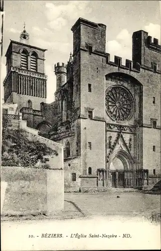 Ak Béziers Hérault, L'Eglise Saint Nazaire, Kirchenportal