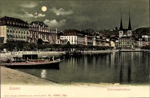 Ak Luzern Stadt Schweiz, Schweizerhof Quai, Bateaux à Louer, Teilansicht der Stadt