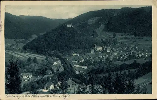 Ak Leutenberg in Thüringen, Blick vom Götz Große Idyll auf den Ort, Wald