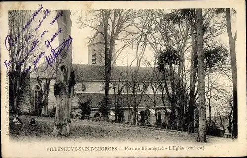 Ak Villeneuve Saint Georges Val de Marne, Parc de Beauregard, l'Église
