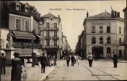 Ak Roanne Loire, Rue Nationale