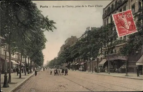 Ak Paris XIII., Avenue de Choisy, prise de la Place d'Italie