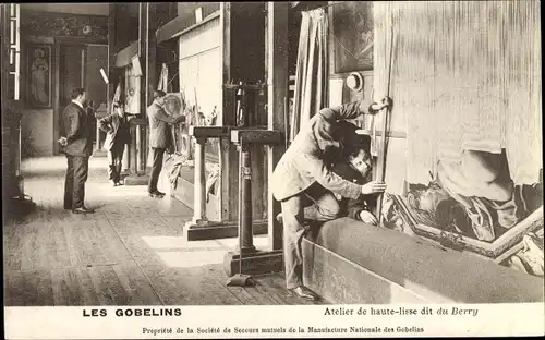 Ak Paris XIII., Les Gobelins, Atelier de haute lisse dit du Berry