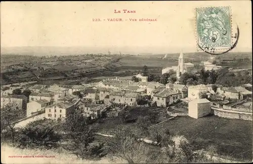 Ak Vaour Tarn, vue générale d'en haut, église