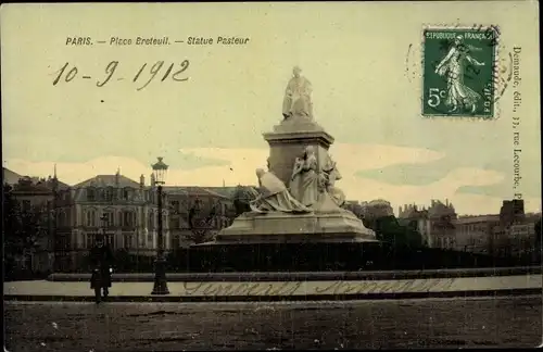 Ak Paris XV., Place Breteuil, Statue Pasteur