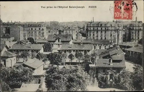 Ak Paris XIV., Vue prise de l'Hopital Saint Joseph