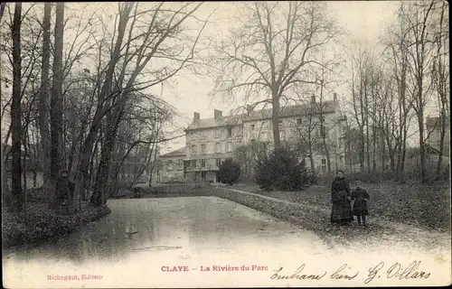 Ak Claye Seine et Marne, La Riviere du Parc