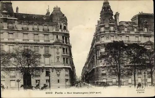 Ak Paris Élysée, Vue de la Rue Washington