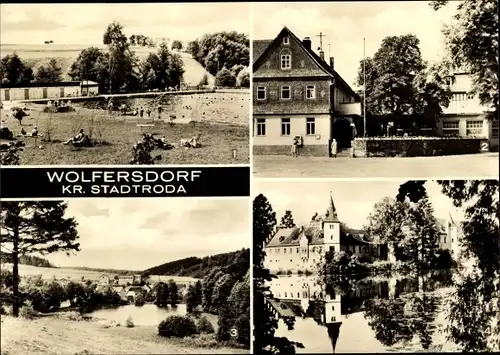 Ak Wolfersdorf Thüringen, Waldbad, HOG Schüsselgrund, Teilansicht, Schloss Fröhliche Wiederkunft
