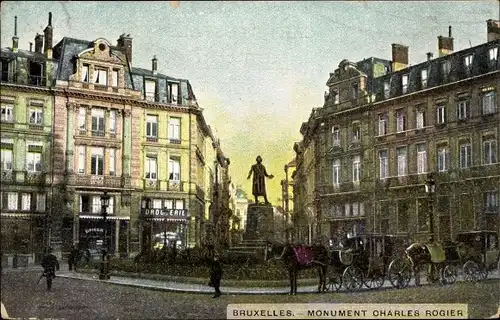 Ak Bruxelles Brüssel, Monument Charles Rogier, Drogerie, Epicerie 