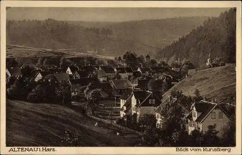 Ak Altenau Clausthal Zellerfeld im Oberharz, Blick vom Kunstberg auf den Ort