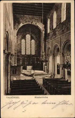 Ak Thalbürgel Bürgel im Saale Holzland Kreis, Blick in die Klosterkirche, Altar