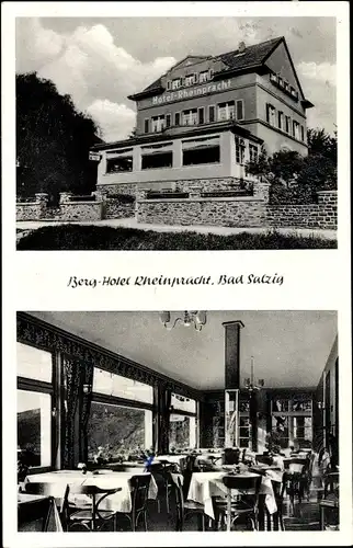 Ak Bad Salzig Boppard Mittelrhein, Ansichten vom Berghotel, Inh. T. Nörtershäuser, Innen und Außen