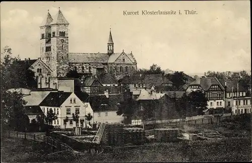 Ak Bad Klosterlausnitz in Thüringen, Blick über Häuser zur Kirche