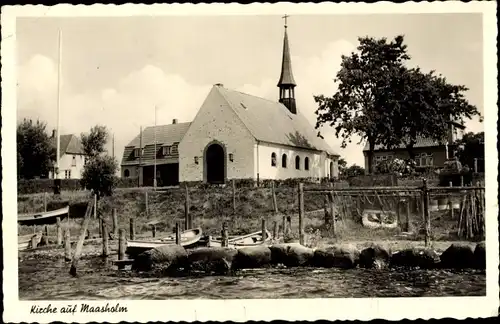 Ak Maasholm in Schleswig Holstein, Blick auf die Kirche