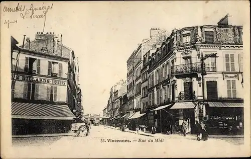 Ak Vincennes Val de Marne, Rue du Midi