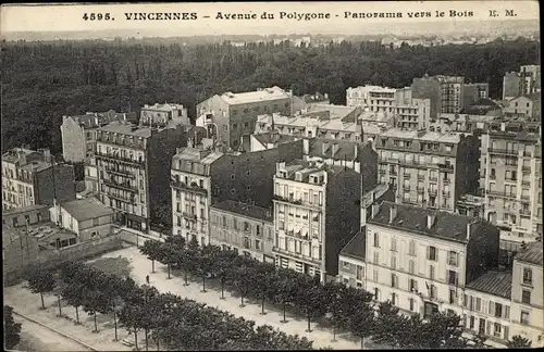 Ak Vincennes Val de Marne, Avenue du Polygone, Panorama