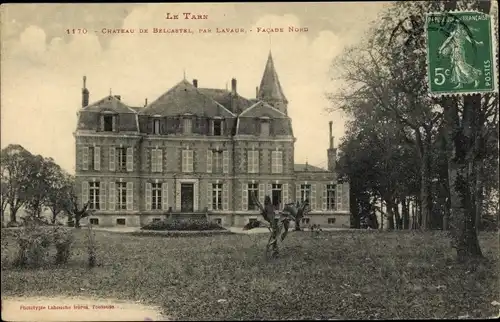 Ak Belcastel Tarn, Le Château, vue générale, facade nord, jardin