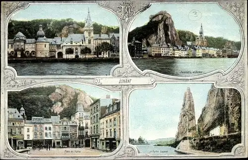 Ak Dinant Wallonien Namur, L'Hôtel de Ville, Place de l'Église, Panorama