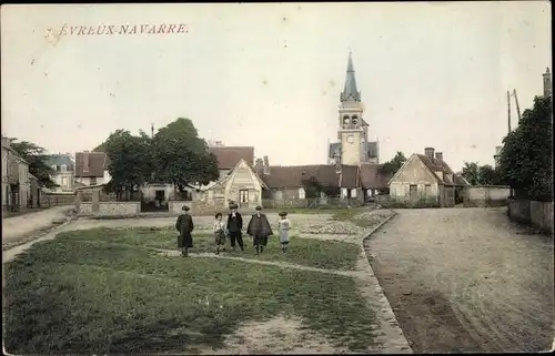 Ak Évreux Navarre Eure, Vue générale, Eglise