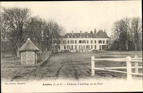 Ak Ambloy Loir et Cher, Le Chateau, Vu du Parc