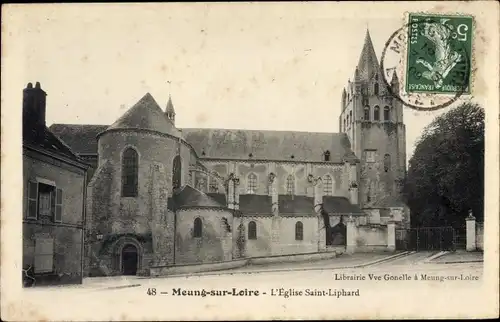 Ak Meng sur Loire Loiret, L'Église Saint Liphard