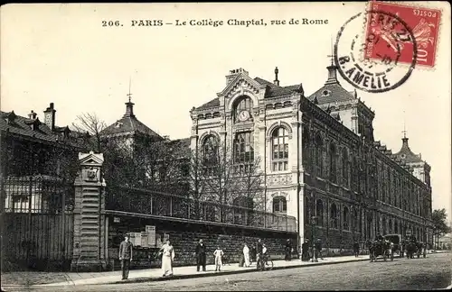 Ak Paris Élysée, Le Collège Chaptal, rue de Rome