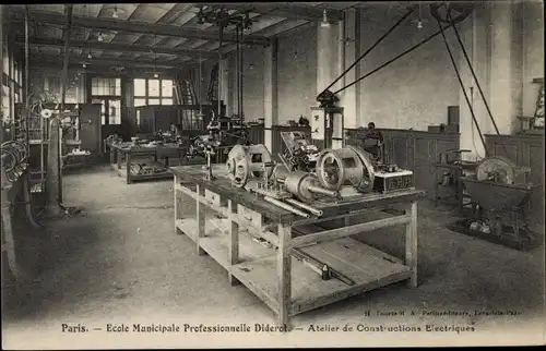 Ak Paris Reuilly, École Municipale Professionelle Diderot, Atelier de Construction Electriques