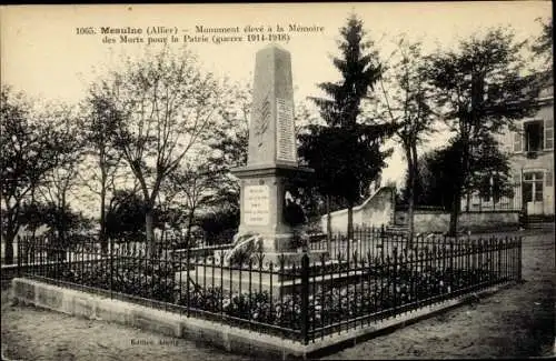 Ak Meaulne Allier, Monument eleve a la Memoire des Morts pour la Patrie