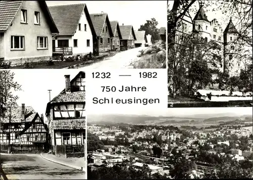 Ak Schleusingen in Thüringen, Roesenweg Hirtengrund, Bertholdsburg, Münzgasse, Teilansicht