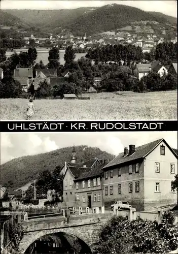 Ak Uhlstädt Kirchhasel Thüringen, Panorama vom Ort, Brückenpartie