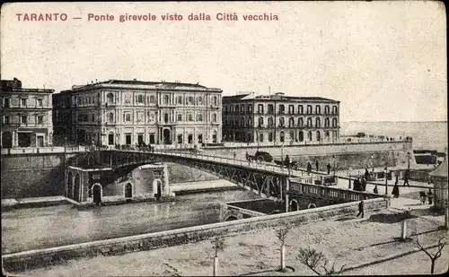 Ak Tarent Taranto Puglia, Ponte girevole visto dalla Città vecchia